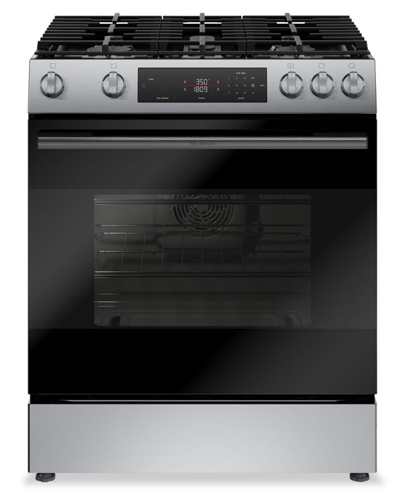Bosch 30\" 5.8 Cu. Ft. 100 Series Gas Range with Rapid Preheat and Air Fry - Stainless Steel - HGF1050MUC