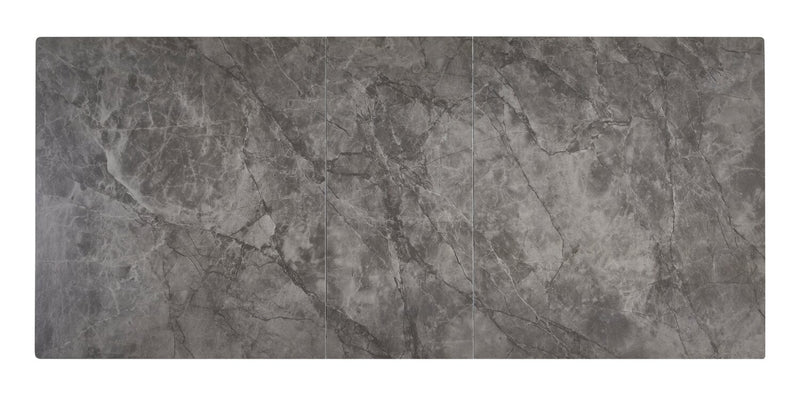 Tavo Dining Table with 63-79\"W Extension, Metal, Pedestal Base - Grey & Black