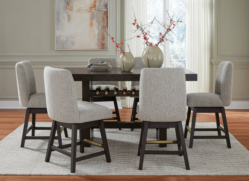 Metro Counter Height Dining Table with Built-in Wine Rack, 66\"W - Brown