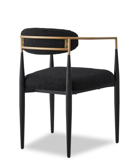 Kort & Co. Capri Dining Armchair with Boucle Fabric & Gold Accent, Metal - Black