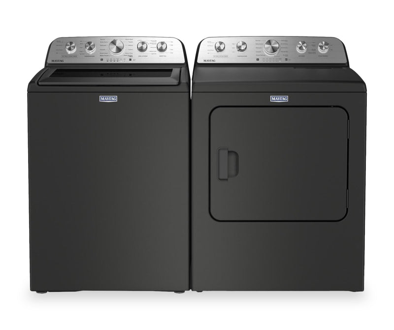 Maytag 5.5 Cu Ft. Top Load Washer with Pet Pro and 7.0 Cu. Ft. Pet Pro Electric Dryer – Volcano Black