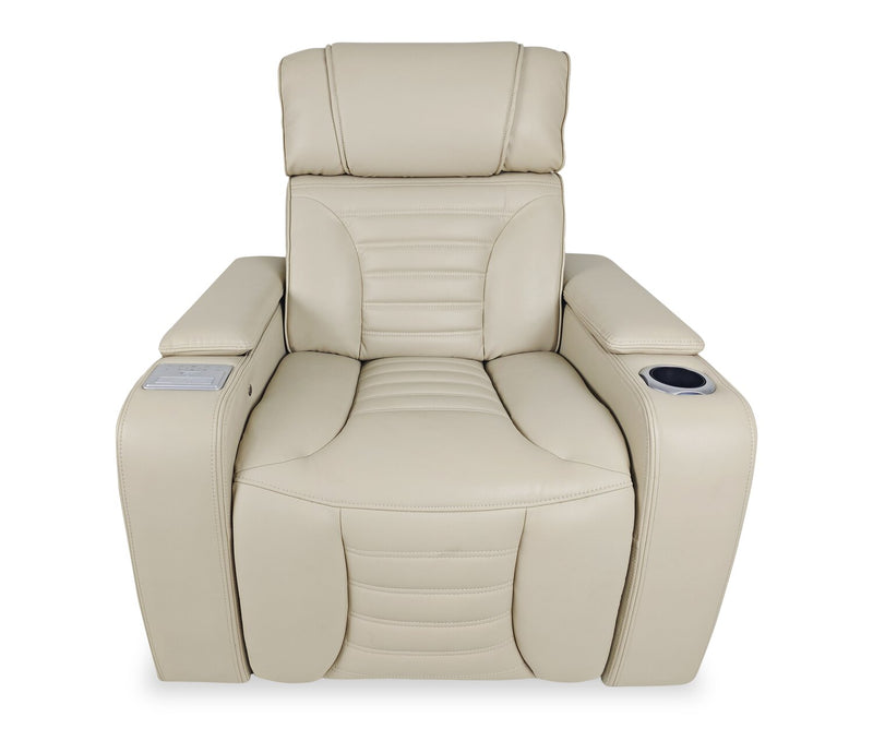 Zen 40\" Leather-Look Fabric Power Reclining Massage Chair with Power Headrest and Heated Seat - Apricot