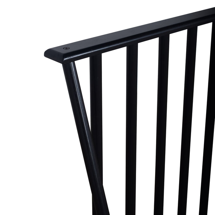 Milan Platform Bed with Headboard & Frame,  Mid-Century Modern, Black - King Size