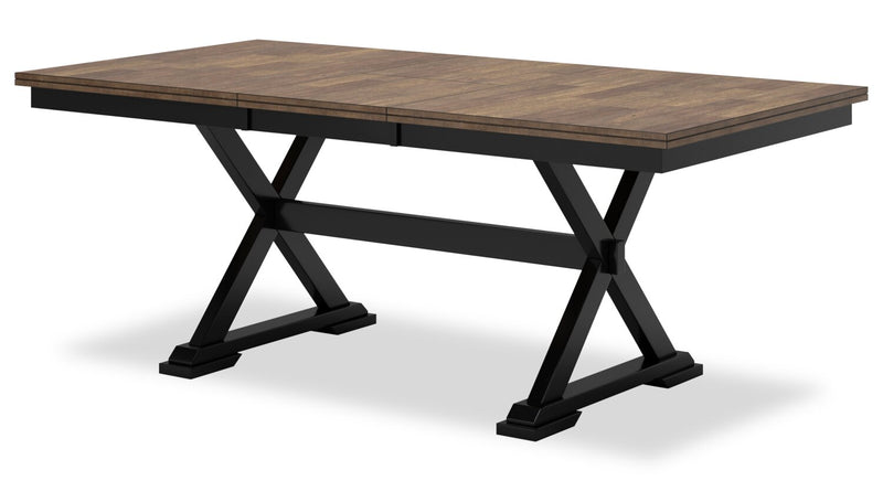 Raven 6pc Dining Package with 60-78\"W Extension Table, Bench & 4 Chairs - Two-Tone Black & Brown