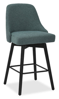 Nash Counter-Height Stool with Swivel Seat, Polyester Fabric, Metal - Blue 