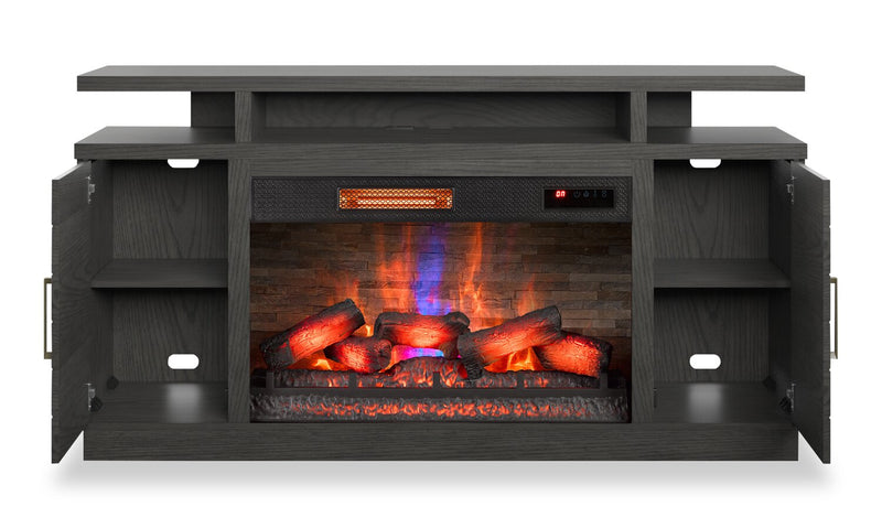 Breya 64\" Modern Electric Fireplace TV Stand with Storage & USB Charging for TVs up to 70\"- Grey