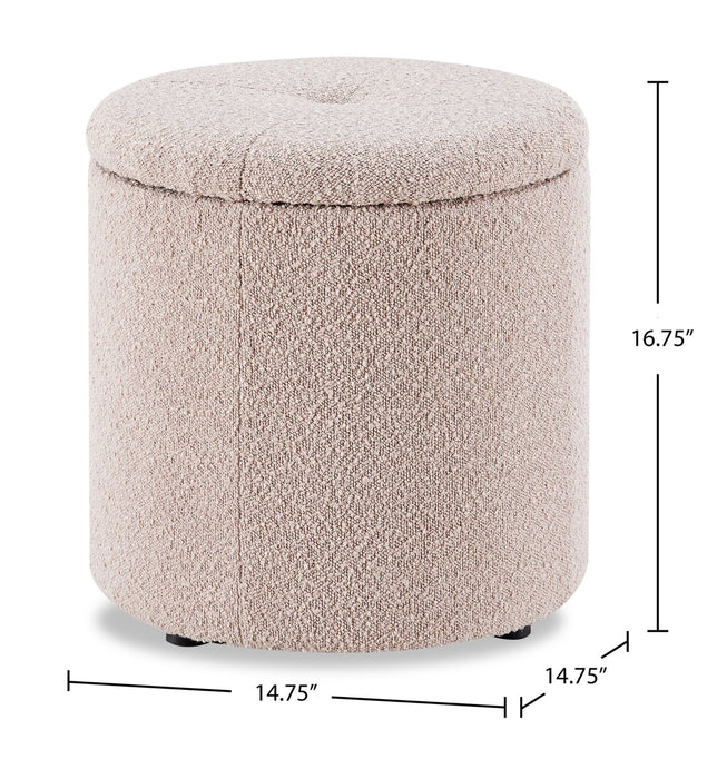 Saskatchewan 14.75\" Round Fabric Storage Ottoman - Pink