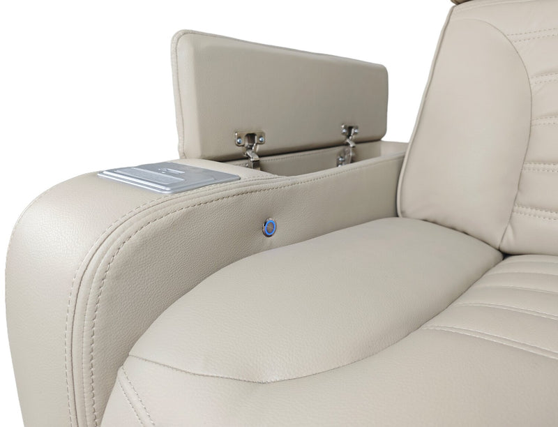 Zen 40\" Leather-Look Fabric Power Reclining Massage Chair with Power Headrest and Heated Seat - Apricot