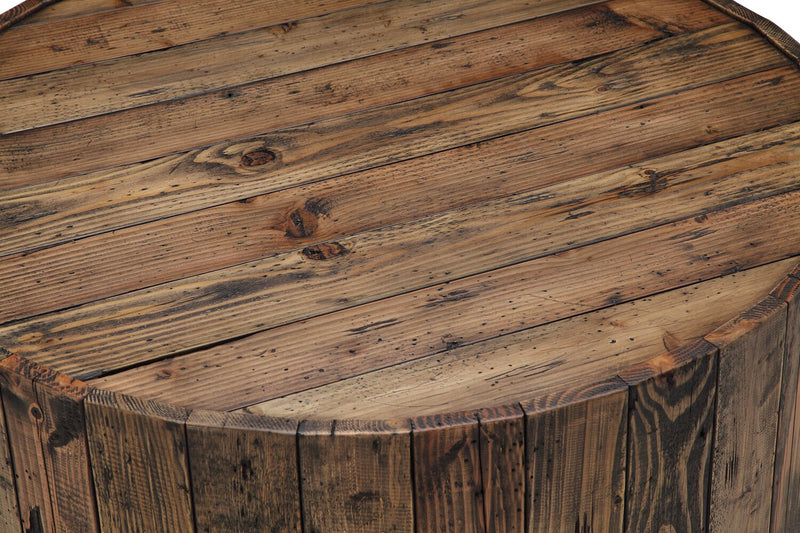 Martel 34\" Rustic Round Coffee Table with Casters - Rustic Pine