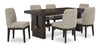 Metro 7pc Dining Set with Table & 6 Chairs; 72-90\"W Extension, Trestle Base - Brown