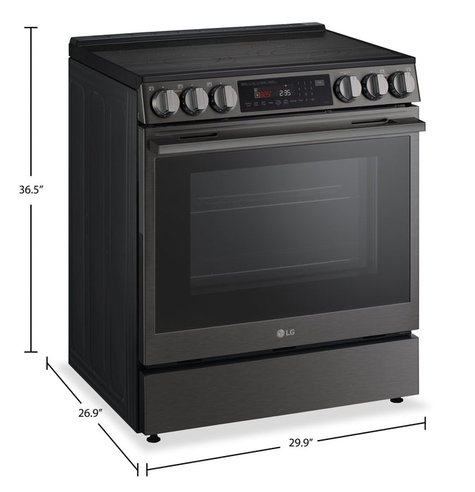 LG 6.3 Cu. Ft. Smart Electric Range with Air Fry – Black Stainless Steel - LSEL6335ZE