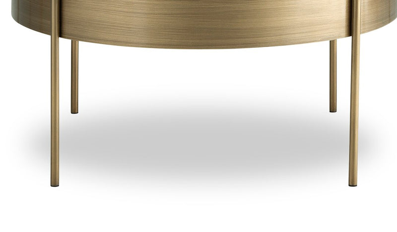 Sylvia 36” Modern 3-Pack Round Coffee + 2 End Tables - Brushed Brass