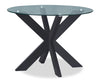 Remi Dining Table with Glass Top & Wood Geometric Base, 42\"W Round - Black