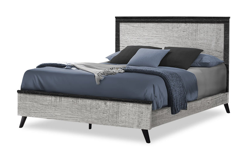 Blake 6pc Bedroom Set with Bed, Dresser, Mirror & Nightstand, Grey & Black - Queen Size