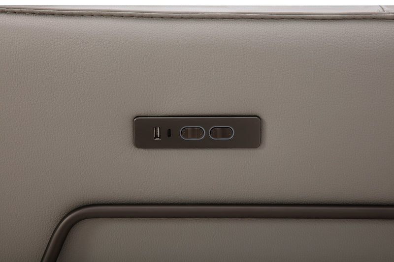 Riviera Top-Grain Genuine Leather Power Reclining Sofa - Light Grey