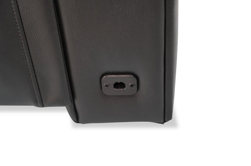 Elite 38\" Genuine Leather Massage Power Reclining Chair with Power Headrest and Storage Armrests - Black