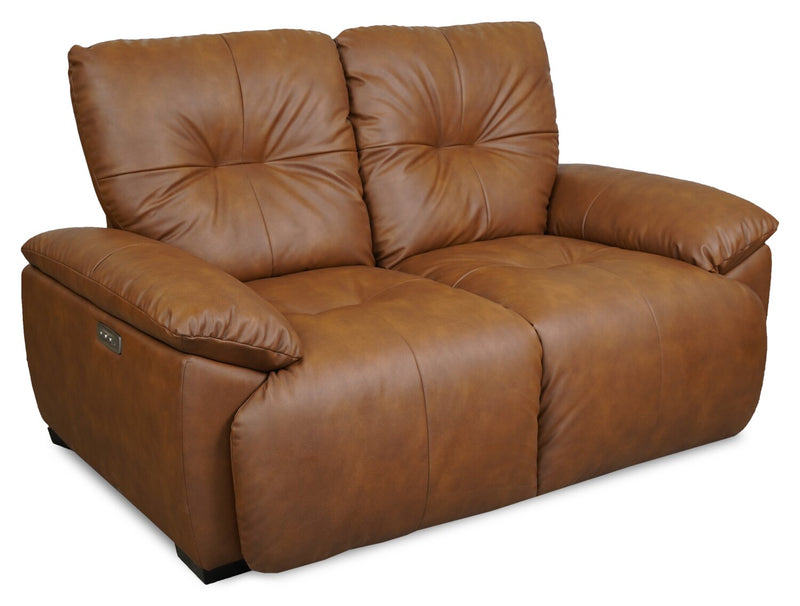 Bello 67\" Leather-Look Fabric Power Reclining Loveseat - Brown