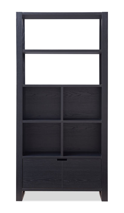 Oscar 36\" Contemporary Bookcase with File Drawer – Matte Black 