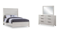Haven 5pc Bedroom Set with Panel Bed, Dresser & Mirror, White - Queen Size 