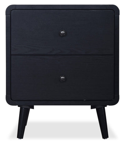Milan Bedside 2-Drawer Nightstand, Mid-Century Modern,  22"W x 26"H - Black | Table de nuit moderne du milieu du 20e siècle Milan de 22 po (l) x 26 po (H) à 2 tiroirs - noire