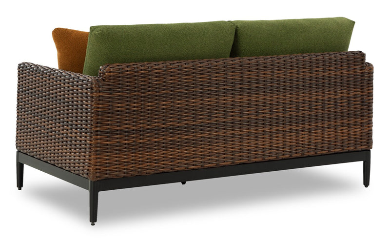 Tofino Outdoor Patio Loveseat - Resin Wicker, UV & Weather Resistant - Green/Brown/Black