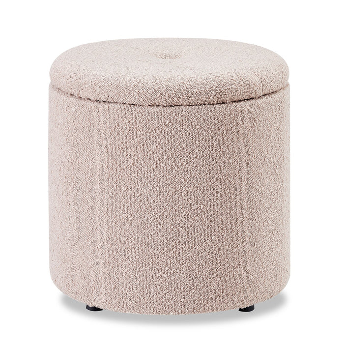 Saskatchewan 14.75\" Round Fabric Storage Ottoman - Pink