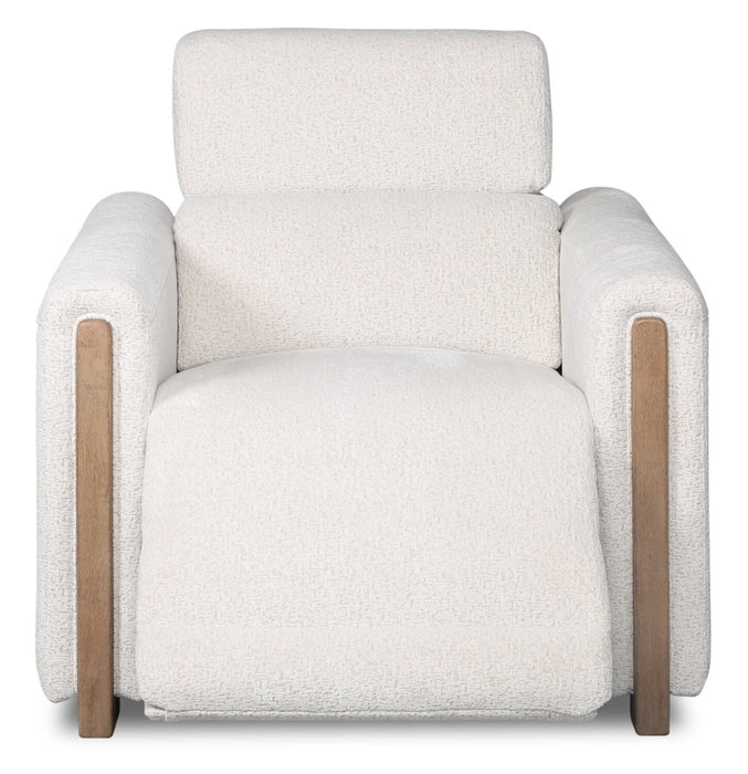 Sable 38\" Chenille Fabric Power Reclining Chair with Power Headrest and USB Port - Alabaster White