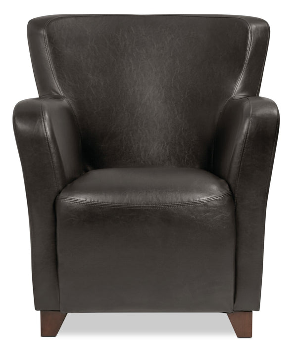 Zello 29.92\" Faux Leather Accent Chair with Wood Legs - Brown