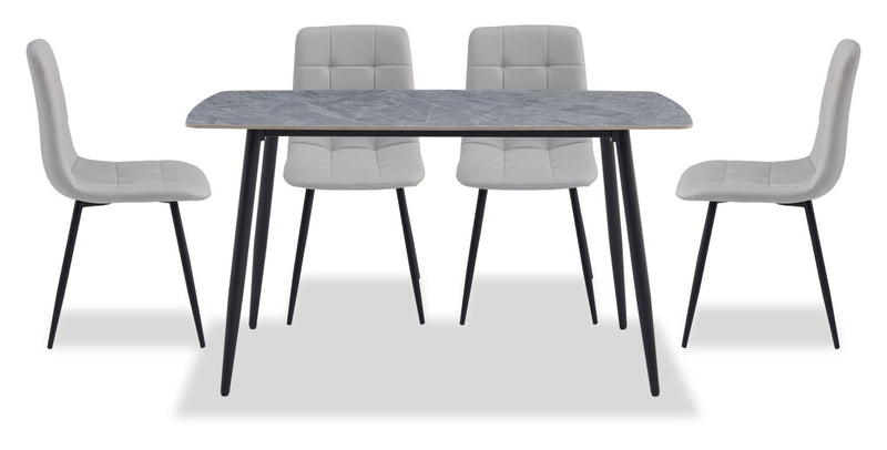 Arlo Dining Chair with Cushion Fabric Tufted Seat & Back, Metal – Grey