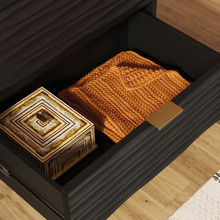 Reese 24” Modern 2-Drawer Cabinet - Black