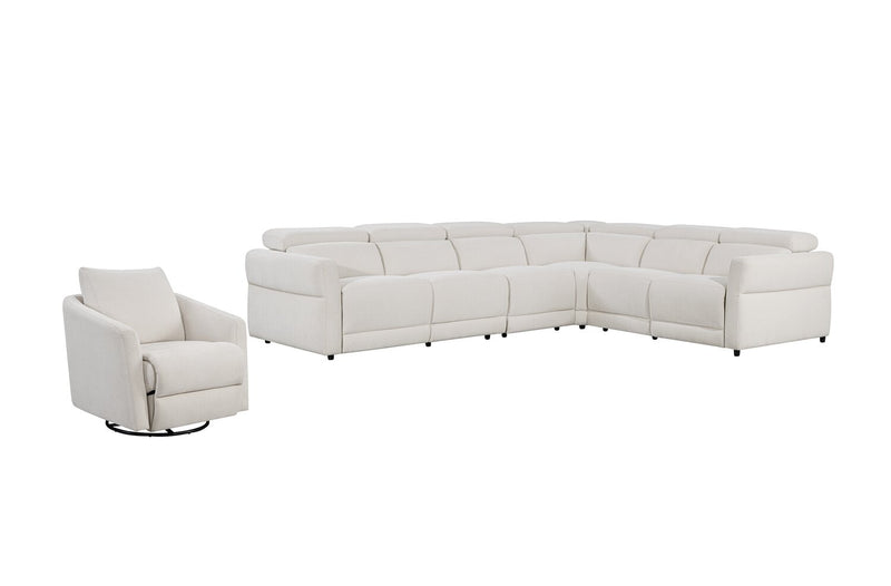 Cindy Crawford Home Aspen 4-Piece Power Reclining Sectional with Armless Chair and USB Port - Alabaster