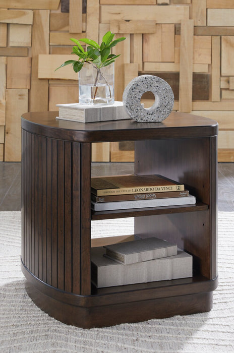 Vernon 25” Modern Solid Wood End Table with 2 Shelves - Dark Brown