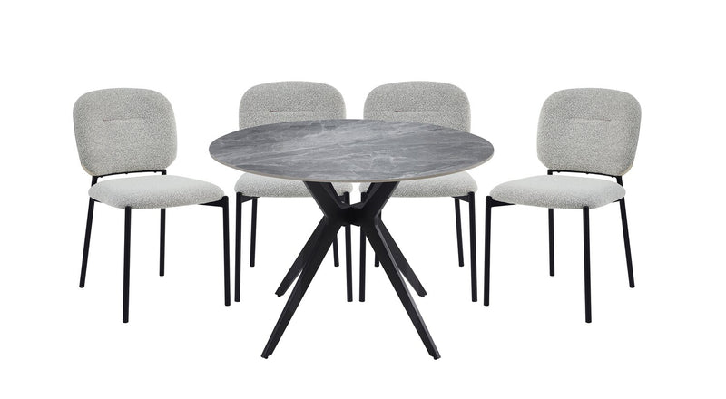 Luka Dining Chair with Boucle Fabric, Metal - Beige 