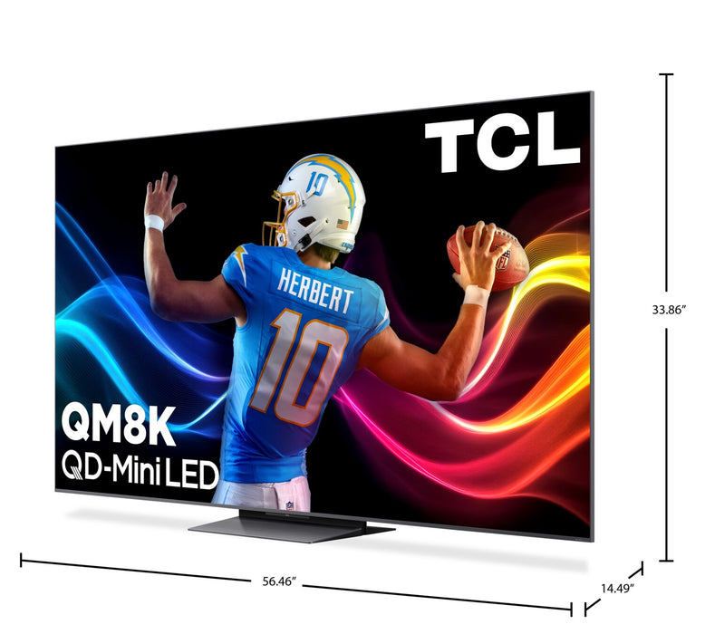 TCL 65\" QM8K QLED QD Mini-LED 4K UHD Smart Google TV (65QM8K) – 2025 Model