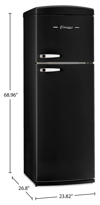 Unique Classic Retro 24\" 11 Cu Ft. Top Freezer Refrigerator – Midnight Black - UNQ-310L B TM
