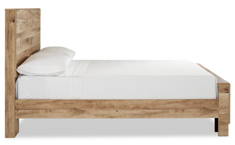 Derekson Panel Bed with Headboard & Frame, Natural - Full Size