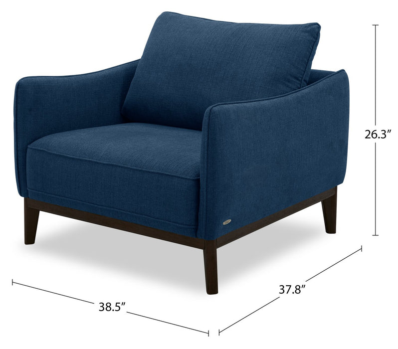 Cindy Crawford Home Gena 38.5\" Linen-Look Fabric Chair with Removable Back Cushion - Midnight Blue