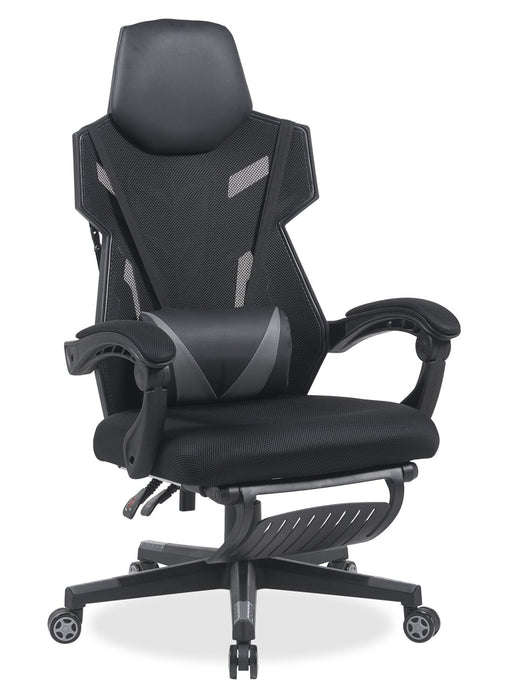 Sparrow 28.3\" Ergonomic Gaming Chair with Lumbar Cushion and Footrest - Black