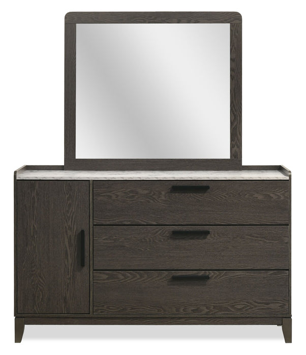Sable 6pc Bedroom Set with Bed, Dresser, Mirror & Nightstand, Dark Grey - Queen Size