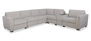 Vault 6-Piece Sectional with Sofa Bed Loveseat and Three Storage Chairs - Grey