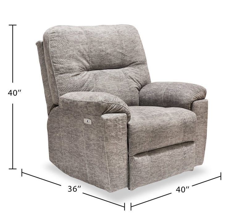 Made in Canada Fynn 40\" Chenille Fabric Power Reclining Chair with USB Port - Dove Grey