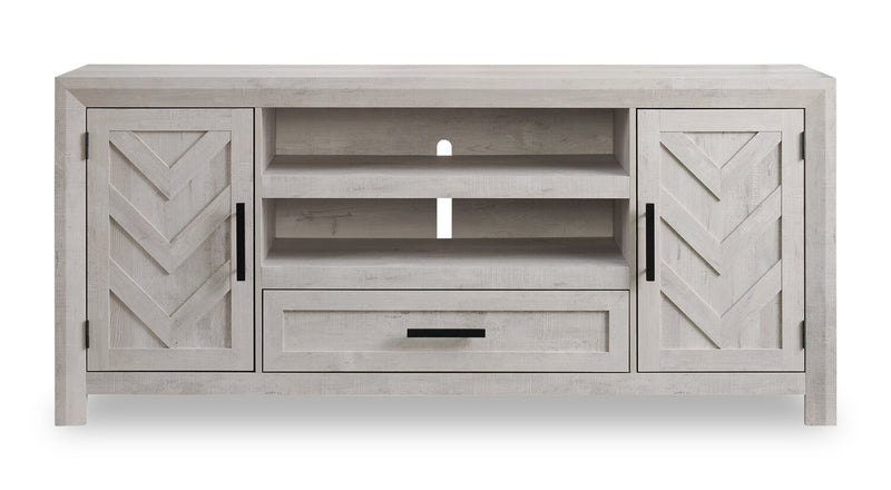 Scott Living Hayward 70” Modern TV Stand with Storage and Cable Management for TVs up to 75” - White