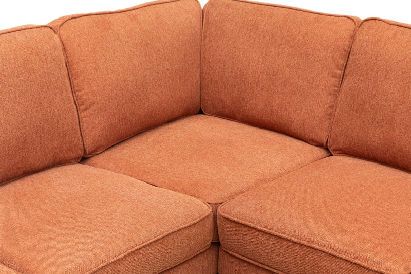 Kort & Co. Kassia 2-Piece Linen-Look Fabric Sectional with Wood Base and Legs - Orange