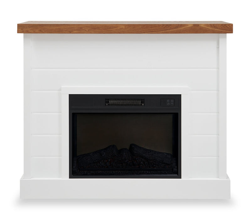 Mehgan 43.8\" Modern Electric Fireplace - White & Brown Two Tone