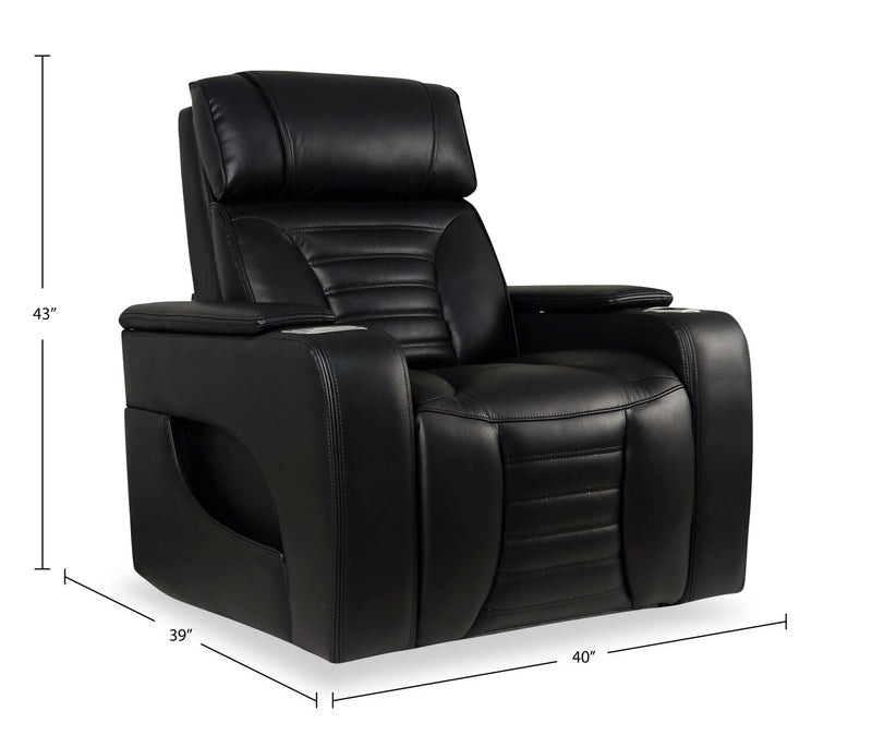 Zen 40\" Leather-Look Fabric Power Reclining Massage Chair with Power Headrest and Heated Seat - Black