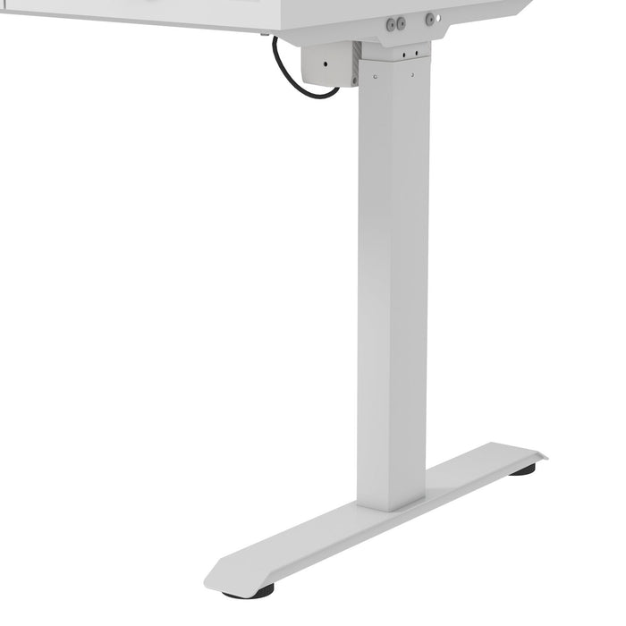Elevate 60” Height-Adjustable Office Desk with Storage and Wireless Charging - White/Grey