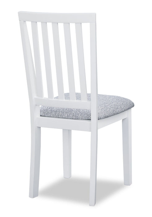 Bryn Dining Chair with Fabric Seat, Slat-Back – White and Grey