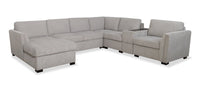 Vault 6-Piece Left-Facing Sectional with Sofa Bed Loveseat, Two Storage Chairs and Storage Chaise - Grey 