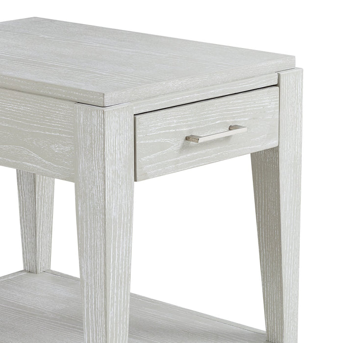 Vida 19” Solid Wood Chairside Table with Storage, Shelf, Lighting and USB - Sand