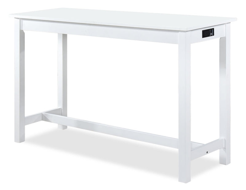 Noah 60” Modern Dinette with 3 Counter-Height Stools and USB Ports - White